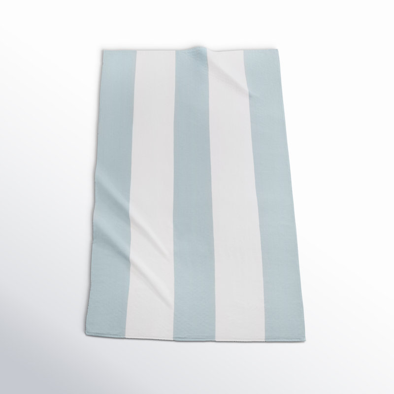 Cotton Midweight Beach Towel, Seaglass/White