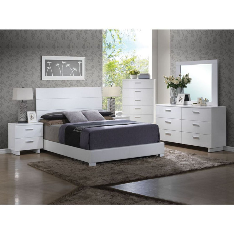 Table de chevet Lorimar en blanc et pieds chromés