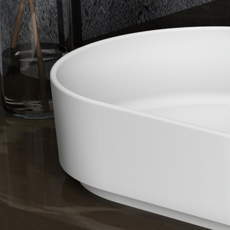 Solid Surface Pedestal Basin - Matte White. , Easy To Clean, . 22.25 In. Depth, 15.4 Width, 5.42 Height. 17.23 Lb. Weight. Contemporary. Without Drainer & Clean Easily, Contemporary Design. No And .