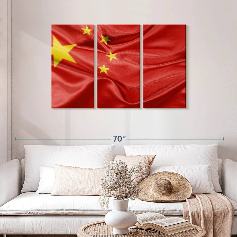 Drapeau chinois froissé, H 24 po x l 38 po