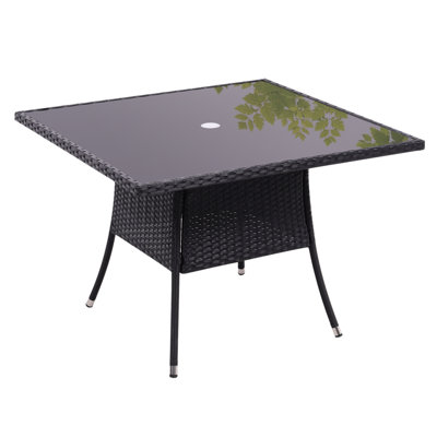 Kingery Square Wicker Outdoor Dining Table With Umbrella Hole , 105cm cm W 105cm cm D
