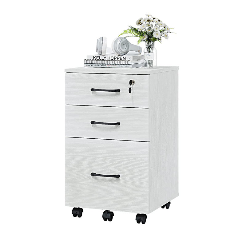 Classeur mobile en bois 3 tiroirs, Blanc