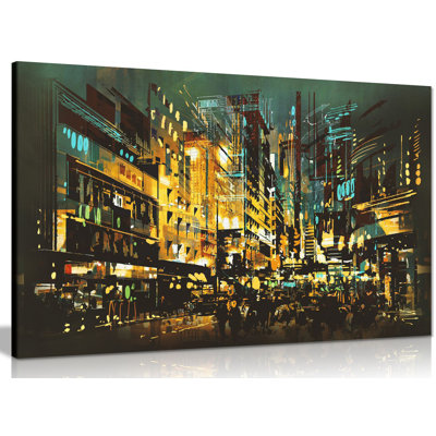 Night Scene 1 Piece Wrapped Canvas Wall Art