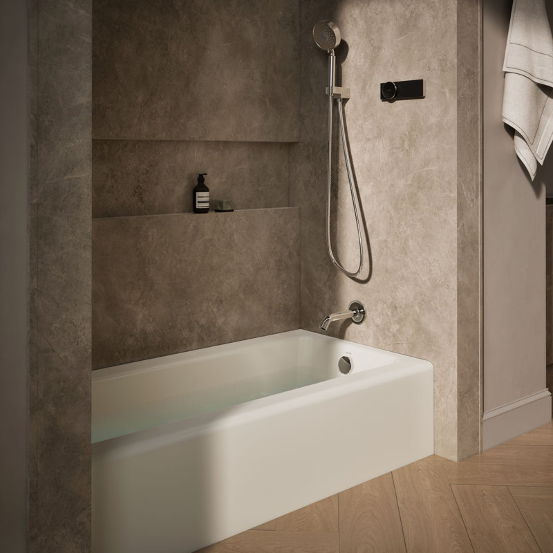 Bellwether® 60" x 30.25" Alcove Soaking Cast Iron Bathtub, Biscuit, Right