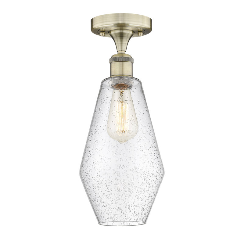 Plafonnier semi-encastré en verre Amylea, Laiton antique