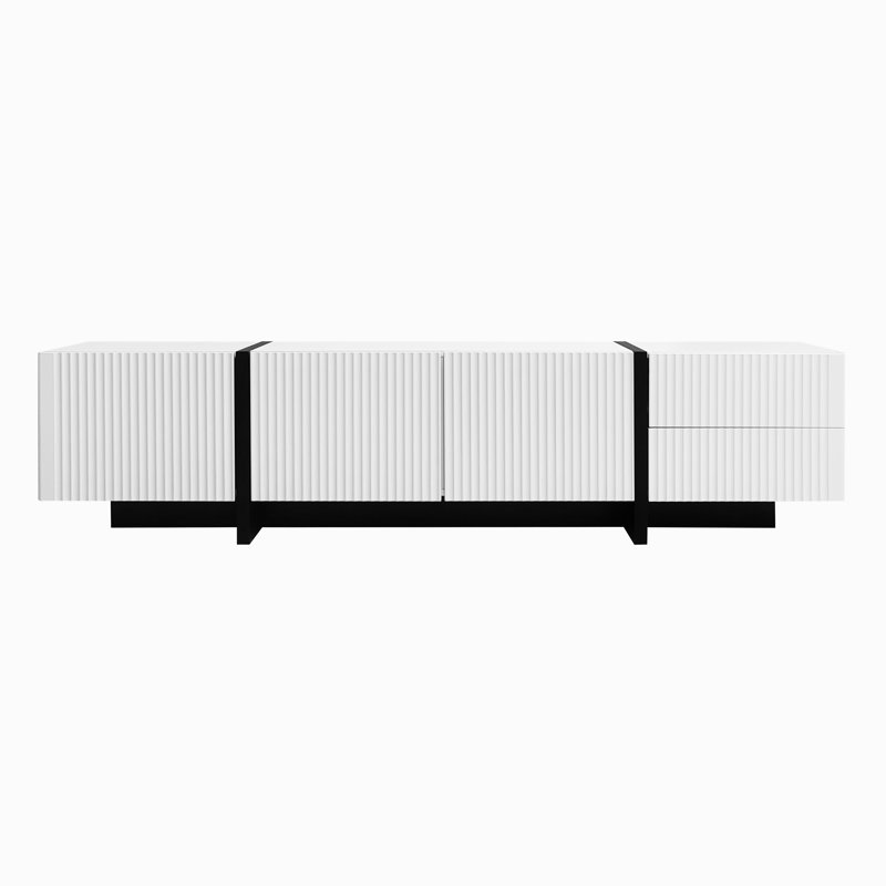 Unfinished TV Stand for TVs up to 85", White/Black