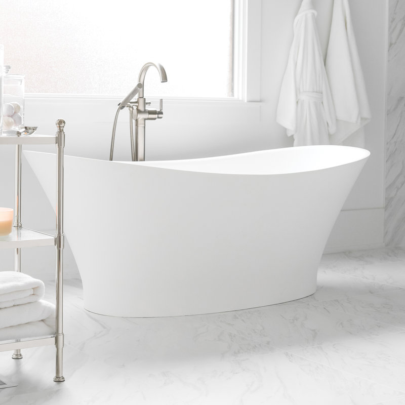 Mallory Freestanding Soaking Bathtub, Matte White, 60'' L X 31'' W X 22'' H