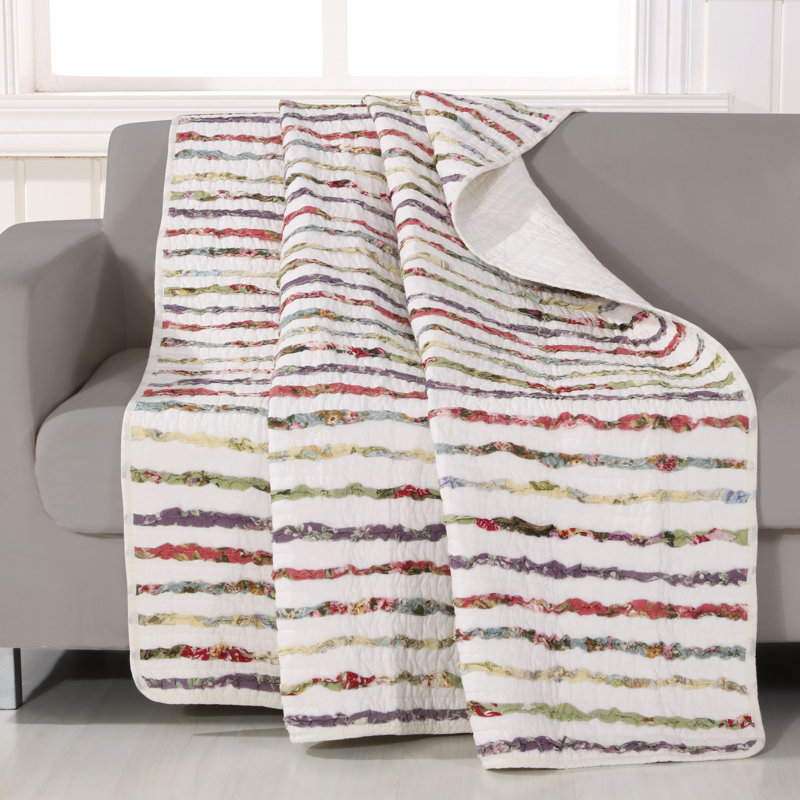 Ivory Cotton Cottagecore Reversible Ruffle Throw