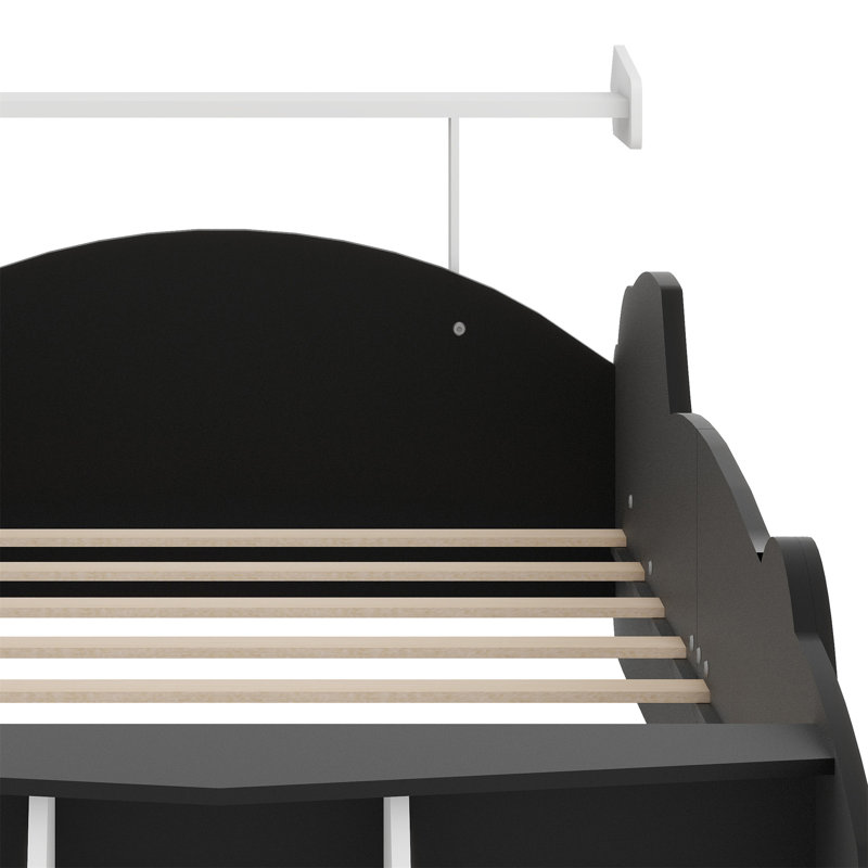 Lit plateforme avec roulettes Race, Noir, noir, noir, noir