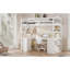 Lit mezzanine simple avec tiroirs, armoire, tablettes et bureau, lit mezzanine en bois avec bureau - blanc