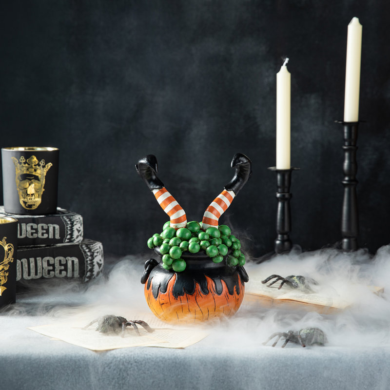 Décoration de table 8,75 po H Halloween en polyrésine avec chaudron