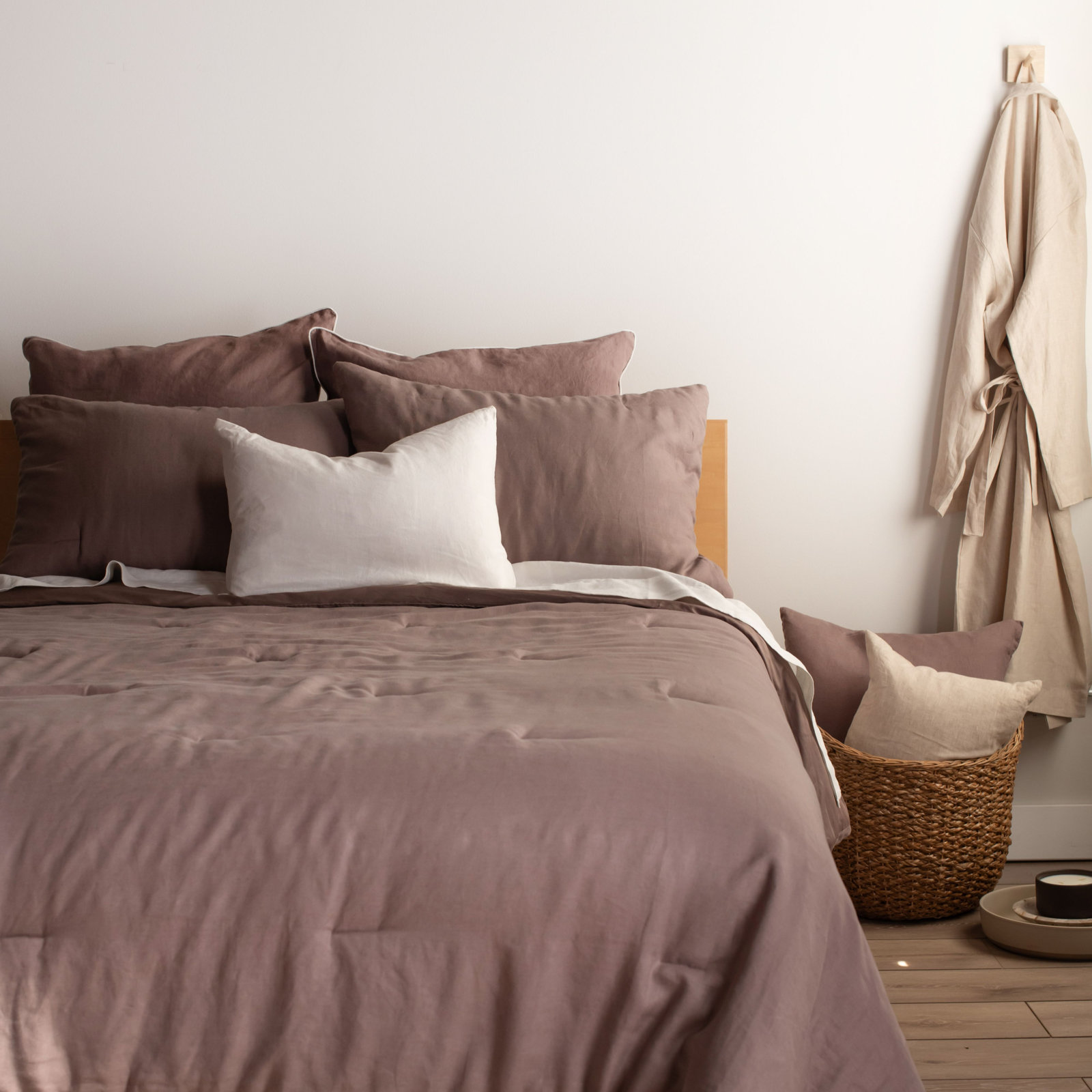 French Linen Comforter Set, Clove, Twin Comforter + 1 Standard Pillow Sham