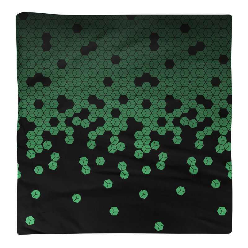 Serviette en coton à motif cube culbuté, Vert, H 0,1 po x l 10 po x P 10 po, Sergé de coton