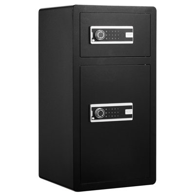 Coffre-fort à double porte 5,5 pi³ avec serrure à clé et mot de passe, coffre-fort avec sac ignifuge, porte-clés, lumière DEL, 2 séparateurs réglables et amovibles en hauteur et 1 armoire pour objets de valeur