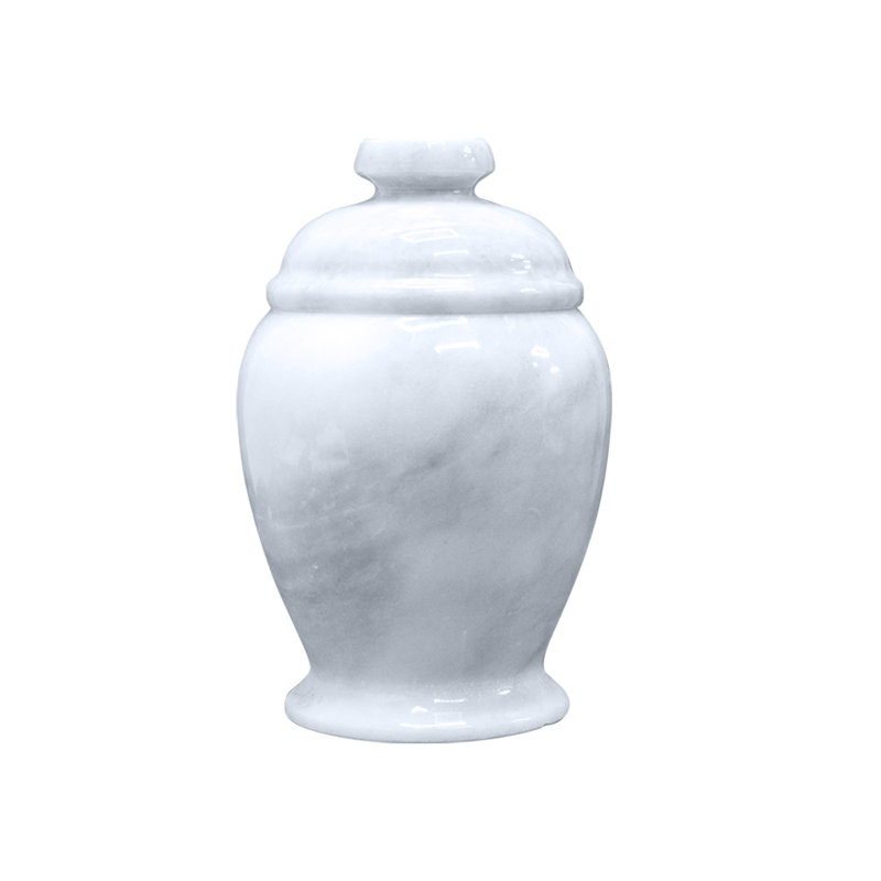 Marble Keepsake Cremation Urn For Ashes, White