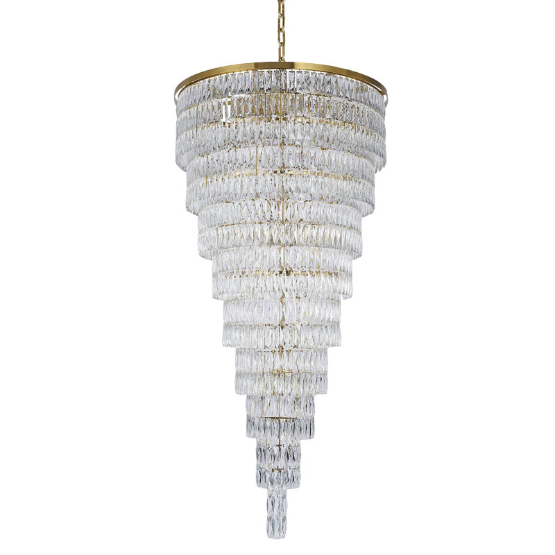 42-Light 9-Tier Chandelier With Clear Crystal Accents, Gold