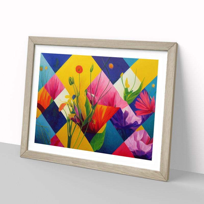 Abstract Wildflowers - Framed Print, 25cm H x 34cm W x 2cm D, Oak