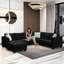 7 canapés modulaires avec salon en tissu noir de 112 x 87 po, structure en bois massif et en fer, rembourrage en mousse haute densité, 7 sièges confortables pour appartement, mousse, confortable et tendance