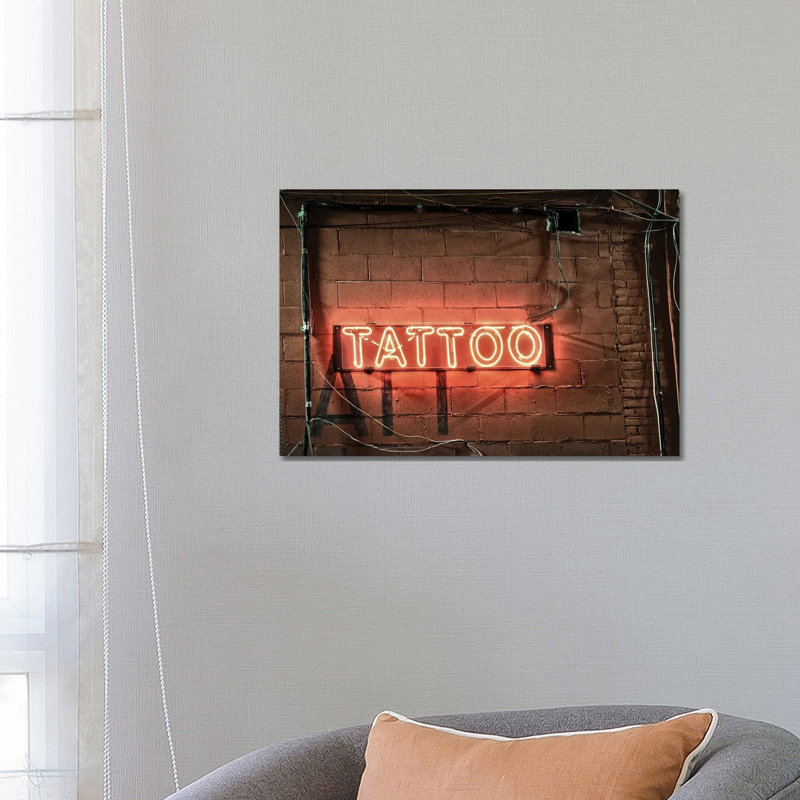 Neon Tatoo Sign by Zoe Schumacher - No Frame Print on Canvas, 66.04 cm H x 45.72 cm W x 1.91 cm D