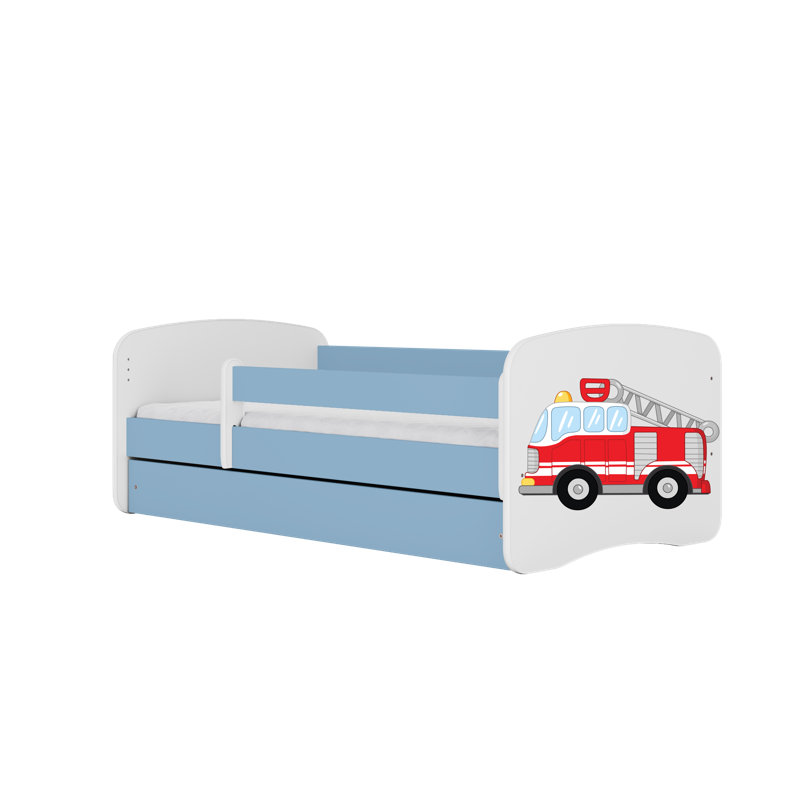 Cicero Drawer Convertible Bed and Mattress, Blue/​White, European Toddler (80 x 180 cm)