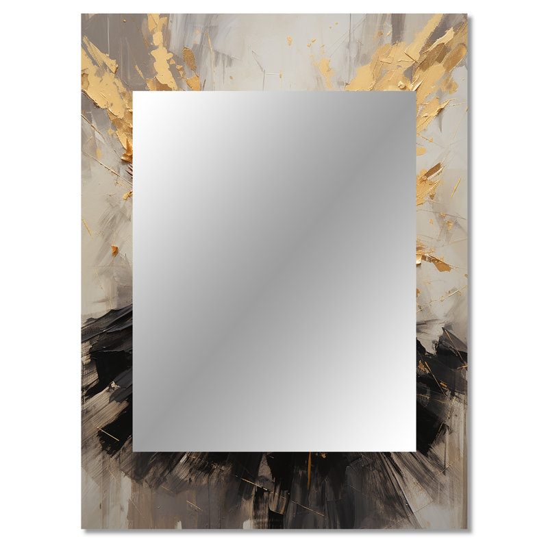 Gold And Black Dance Splash I - Dance Unique Mirror, Beige Large Wall Mirror, Printed Metal Art, 40" x 30"