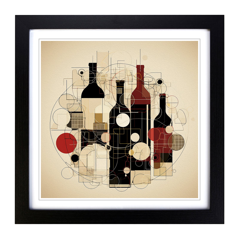 Wine Constructivism - Single Picture Frame Print on Wood, Black
