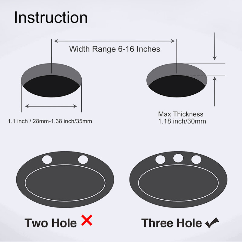 Robinet pour salle de bain à 2 poignées avec drain, Noir mat