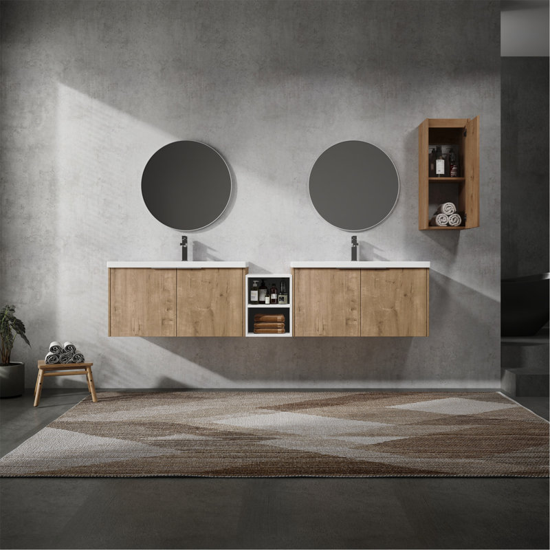 Meuble-lavabo mural élégant avec rangement abondant et attrait moderne