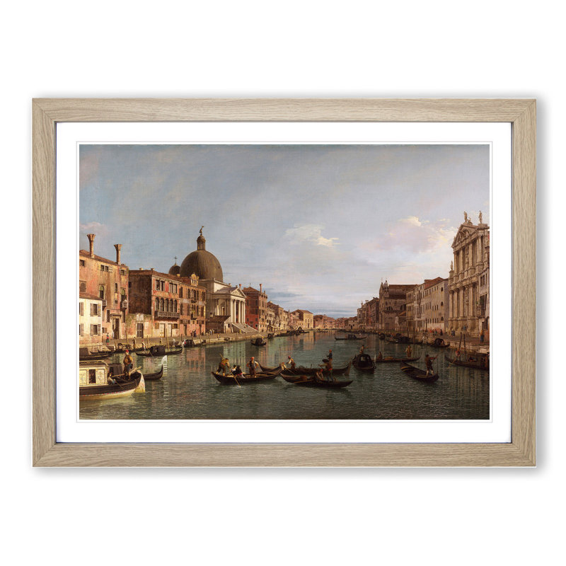 The Grand Canal in Venice by Giovanni Canaletto - Picture Frame Painting, 36cm H x 48cm W x 2cm D, Oak