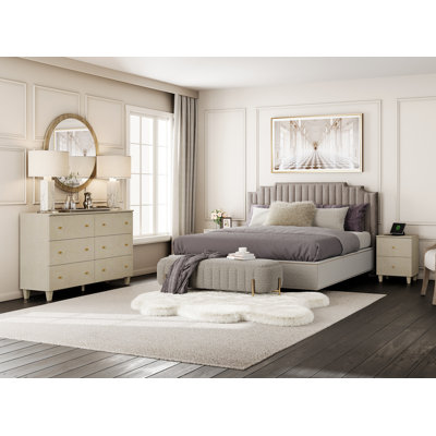 Ensemble de commode de chambre et de tables de chevet, 3 pièces Lysiane