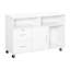 Support d'imprimante pour bureau personnel - Organisateur d'armoire mobile blanc avec 2 casiers verrouillables, un tiroir et des stylos à roulettes, 3 roulettes de rangement, 3 tablettes