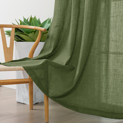 Vollmar Linen Blended Grommet Semi-Sheer Curtain Pair