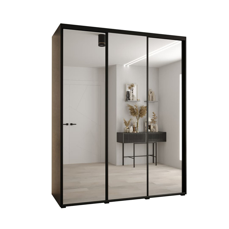 Azavian 3 Door Manufactured Wood Wardrobe, Black