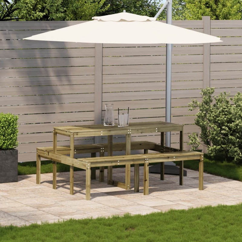 Beaula Rectangular Outdoor Picnic Table , 160cm cm W 134cm cm D, Brown