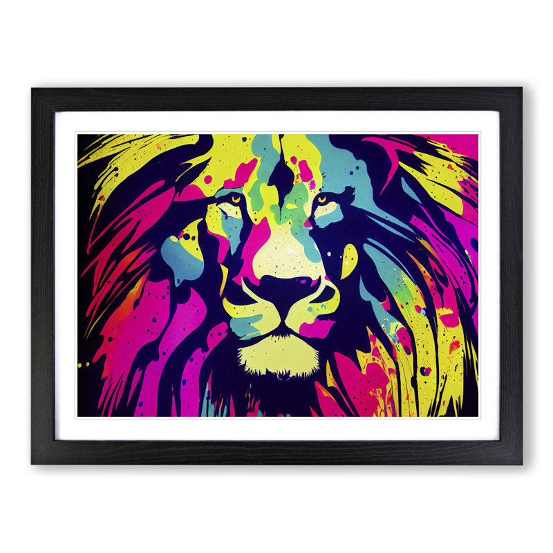 Lion Splash Vol.7 Abstract - Single Picture Frame Painting, Black, 34cm H x 46cm W x 2cm D