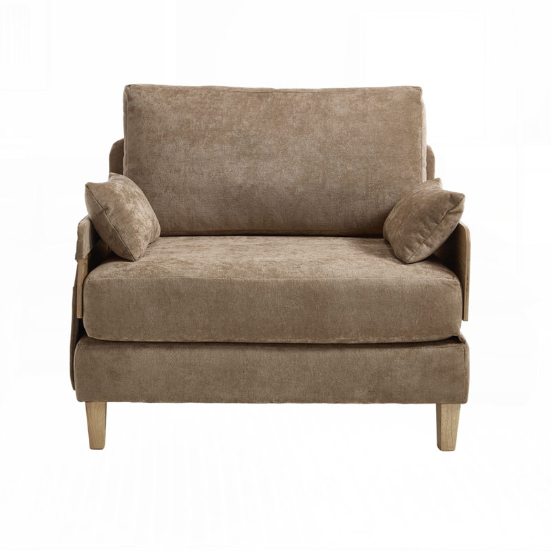 Fauteuil convertible en chenille, Marron clair