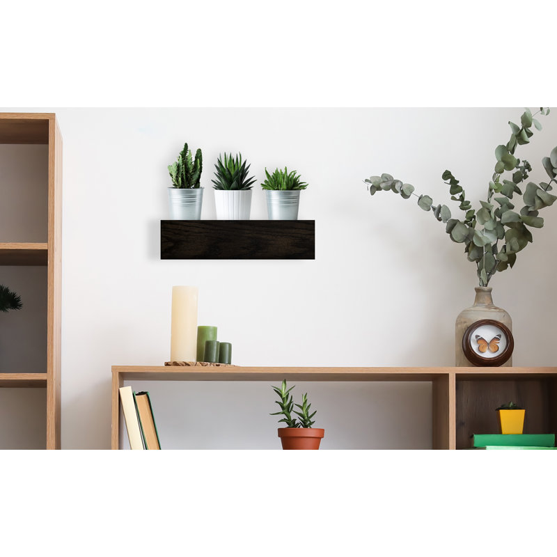 Krystallynn Oak Floating Shelf, Black, 6" H x 18" W x 6" D