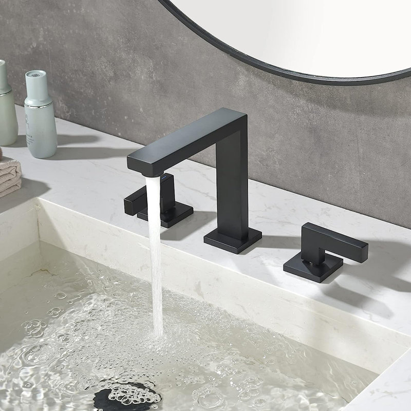 Devon Line Widespread 8" Bathroom Faucet + Universal Click-clack Drain – Brushed Nickel, Matte Black