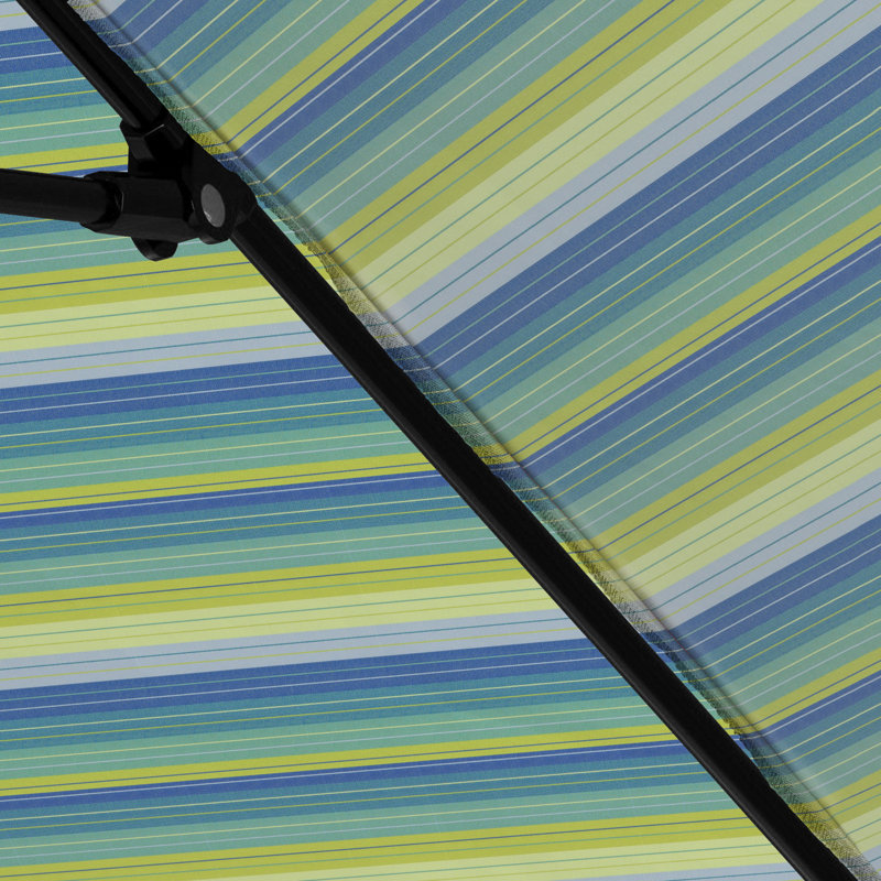 Parasol en fibre de verre 9 pi en aluminium noir 9 pi, Seville Seaside Blue/Green