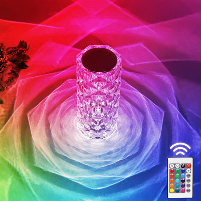 Rose Lamp With Touch Control, 16 Colour RGB LED Night Light, USB Rechargeable, Remote Control, Diamond Touch Design For Bedroom Decor, Ideal Birthday Gift