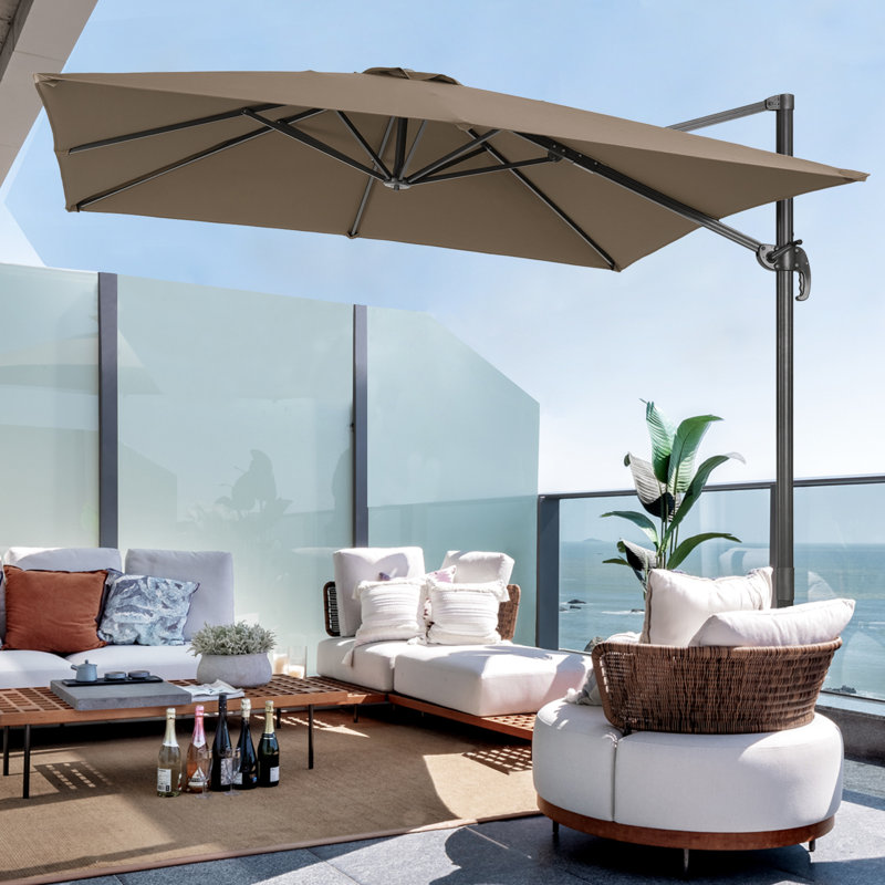 Parasol en porte-à-faux rectangulaire 120 po x 96 po Rozelin, Taupe