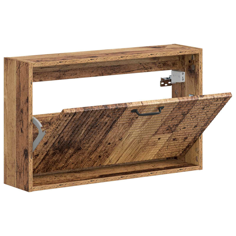 Flip Down Shoe Storage, 43 cm H x 71 cm W x 17 cm D, Old Wood