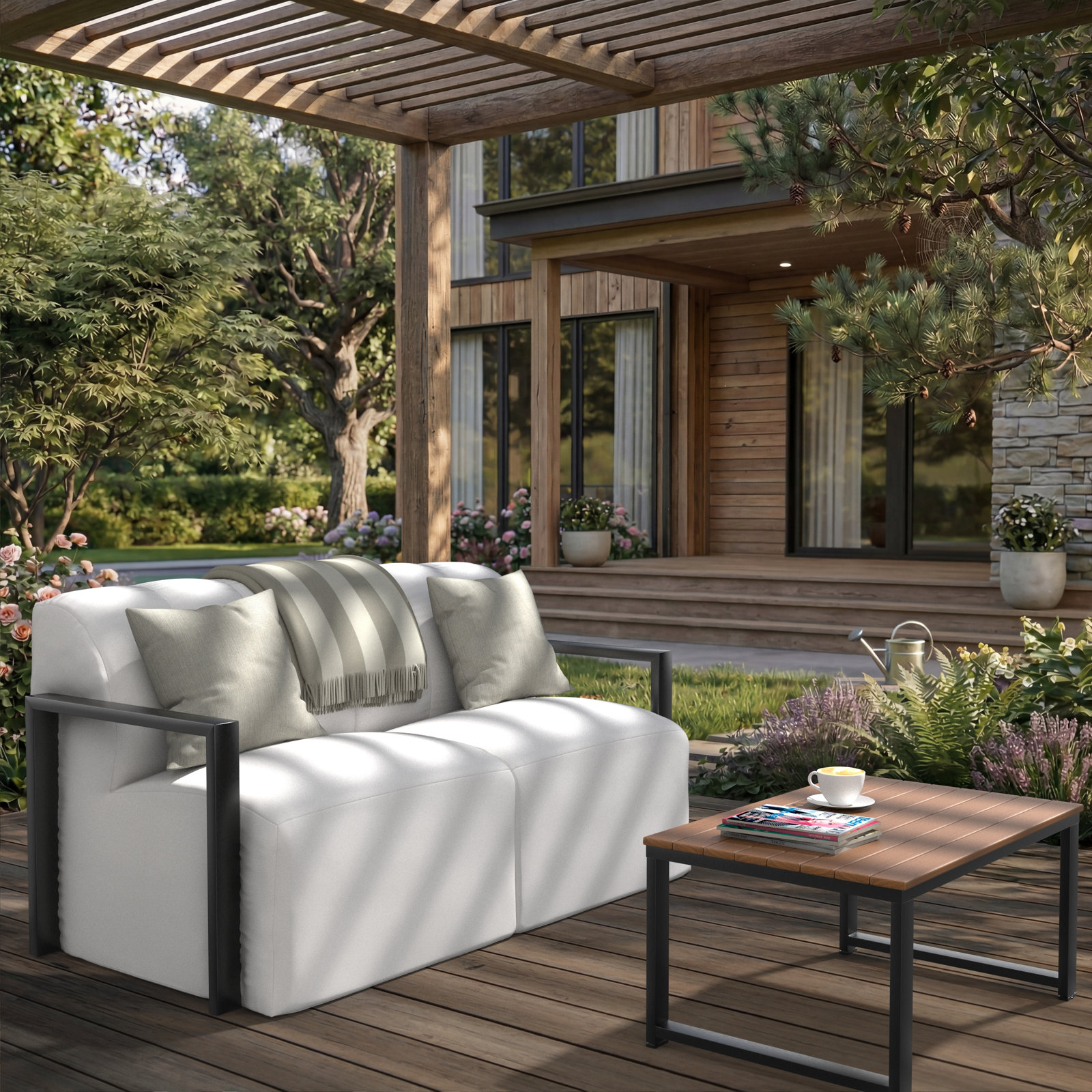 Rosalie 62" Sunbrella® Patio Loveseat, White