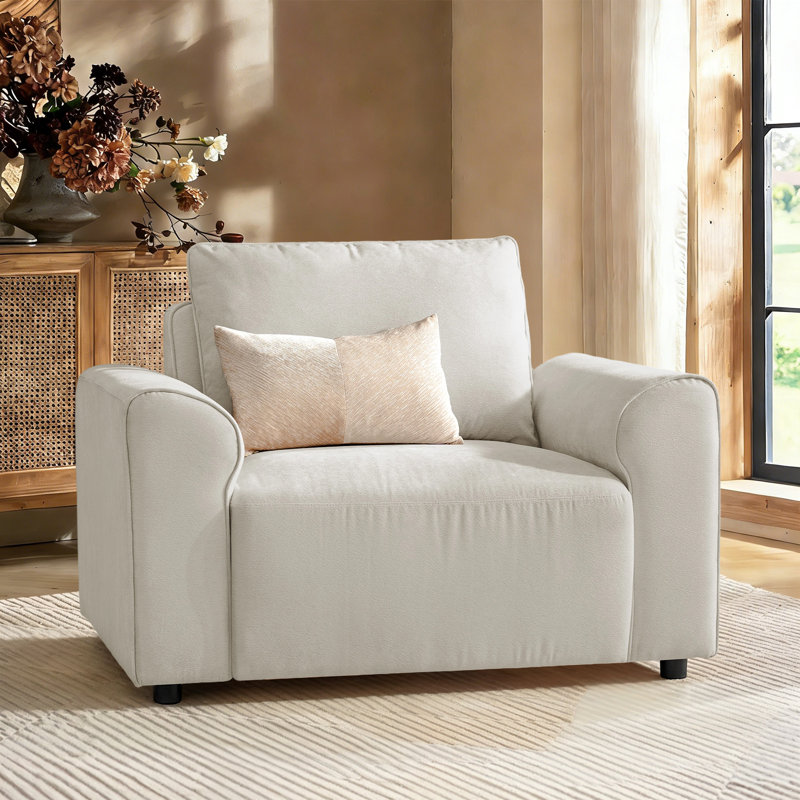  Bernice Modern 48" W Oversized Armchair with Removable Back Cushion, Dove