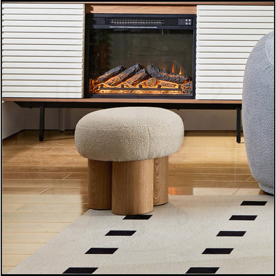 Mushroom Shaped Stool with Lamb Wool Seat and Veneer Barrel PVC Pipe, Perfect for Comfort and Versatility
