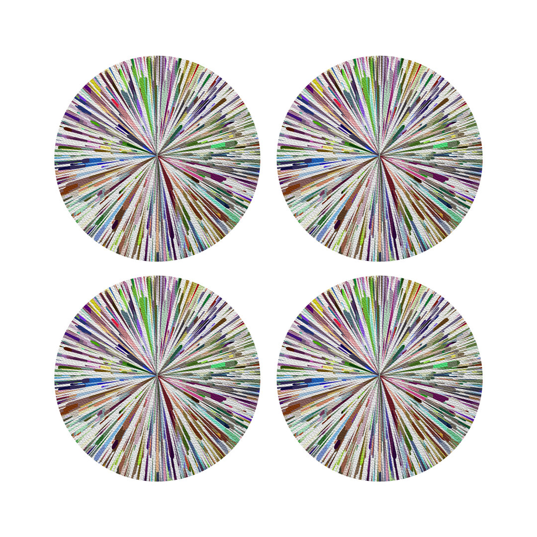 Fireworks Vegan Leather Round Pebble Placemat (Set of 4) Nicolette Mayer 