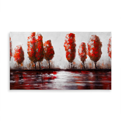 Red Trees by the Lake Tablecloth - Indoor/Outdoor Home Decor