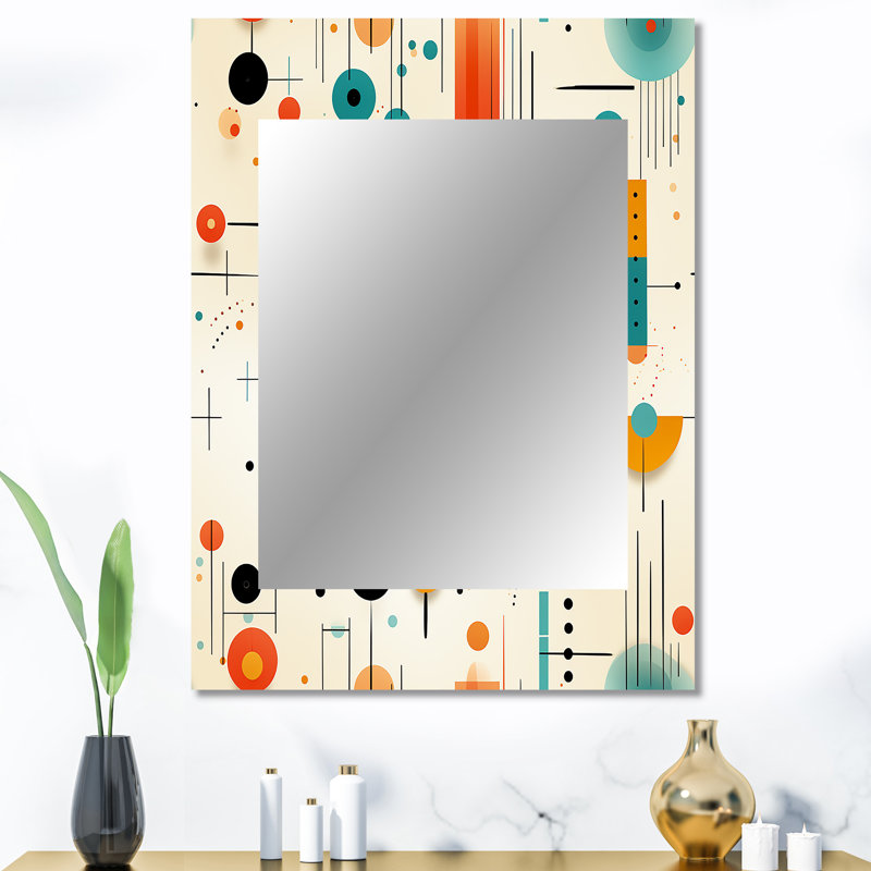 Mélodie de sphères géométriques bleues rétro - grand miroir rétro, décor de miroir mural unique rétro, impression d'art en métal