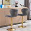 Deux tabourets de bar en gris, repose-pieds et base, hauteur pivotante réglable par levage mécanique, velours + pied doré de 2 tabourets, levage pour modification, caractéristique-671877529