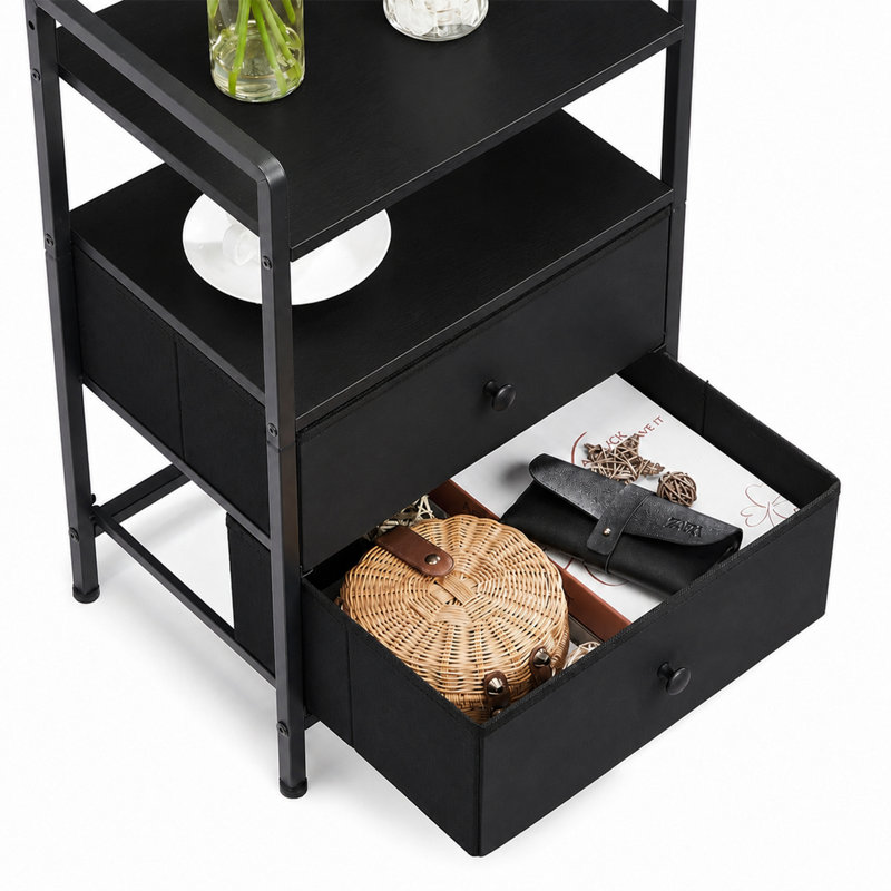 39 cm W Bedside Table, Black